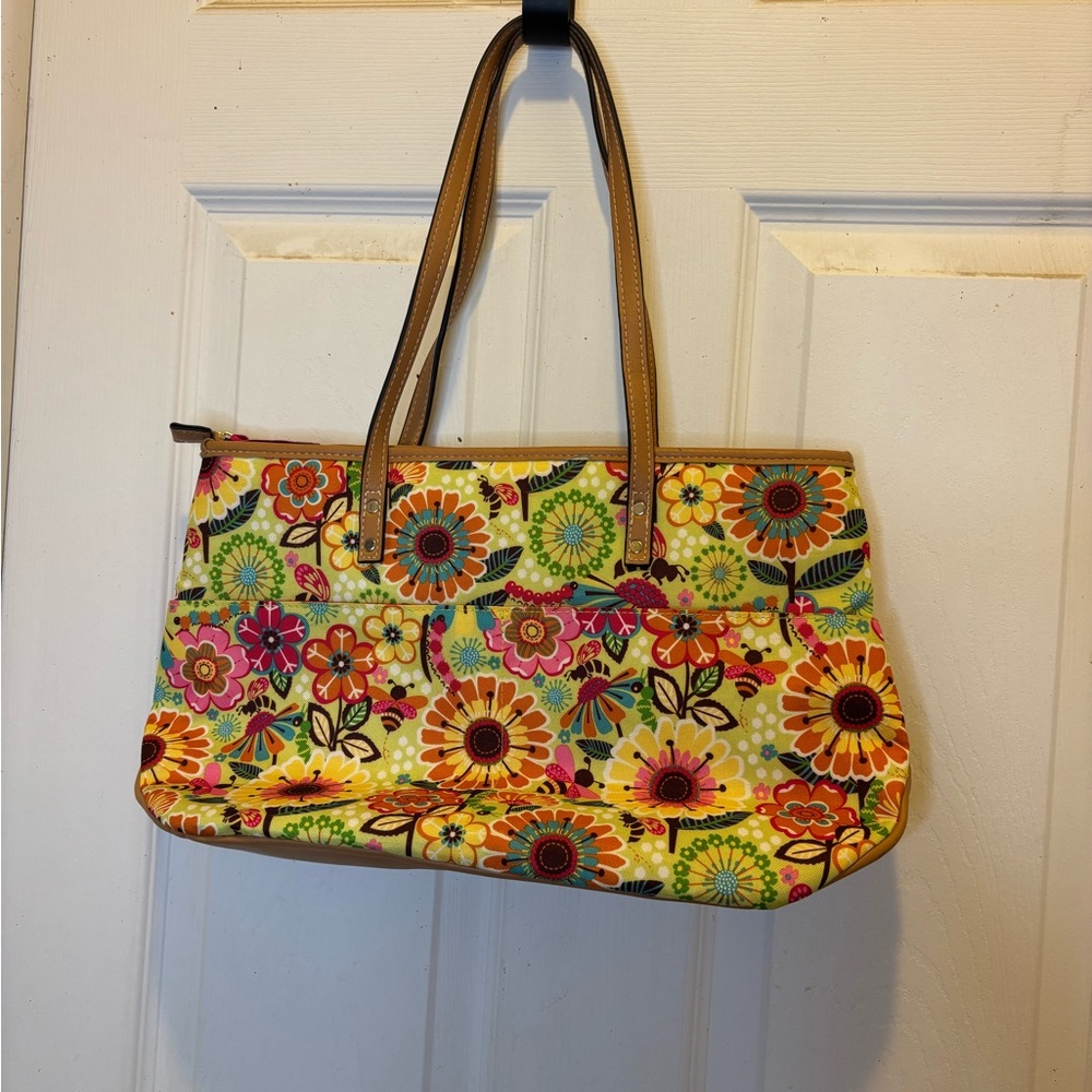 Lily Bloom Colorful Floral Shoulder Bag With Tan Straps View 2